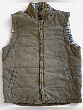UnionBay Quilted Cargo Men’s Puffer Vest Olive Green Work Outerwear Lined Cotton